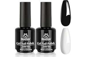 BEETLES GEL POLISH Beetles White Gel Nail Polish Black Gel Polish Kit 2 Pcs 15ml Black And White Polish French Nails Soak Off Led Nails Art Manicure Salon Diy at Home