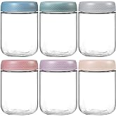 NETANY 6-pack 16 oz Overnight Oats Containers with Lids, Glass jars with Airtight Lids, Wide mouth Mason Salad jars, Glass Food Storage Containers for Snacks Yogurt Spice Sugar