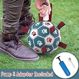 HETOO Dog Soccer Ball Interactive Tug of War Water Toy 6 Inch Blue Red view 6