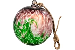 LAELVISH GARDEN Oversized 6.9 in Glass Witch Ball - Hand Blown Gazing Balls Hanging for Window Kitchen Tree Stained Glass Globes Christmas Ornaments Multicolor Friendship Balls Gifts for Women Outdoor Garden Decor