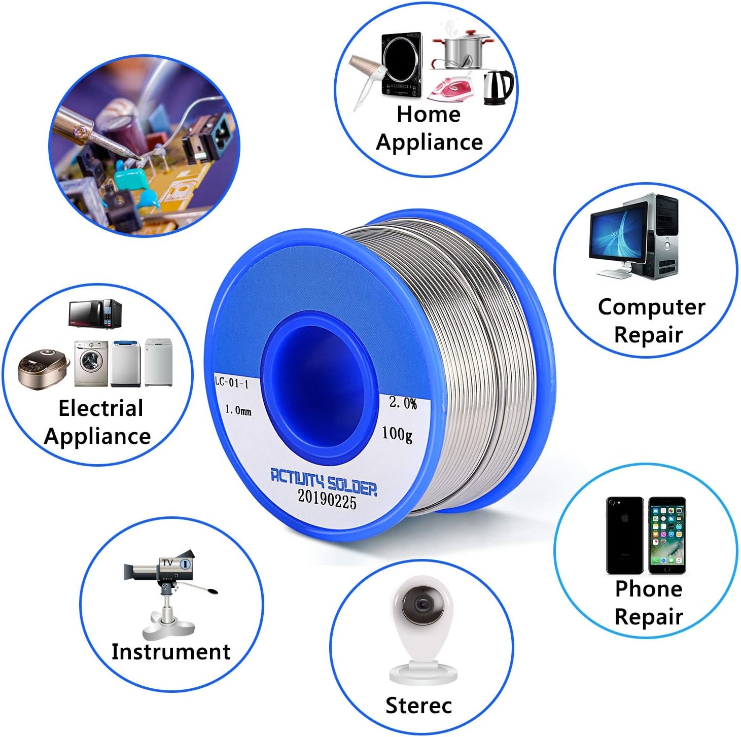 Bearbro 1mm alambre para soldar sin plomo Sn97.3% Colofonia 