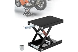 Donext Motorcycle Lift Scissor Jack, 1200 LB Capacity Wide Deck Hoist Stand Maintenance Bikes ATVs Garage Repair Center Stand Lift Jack, Black