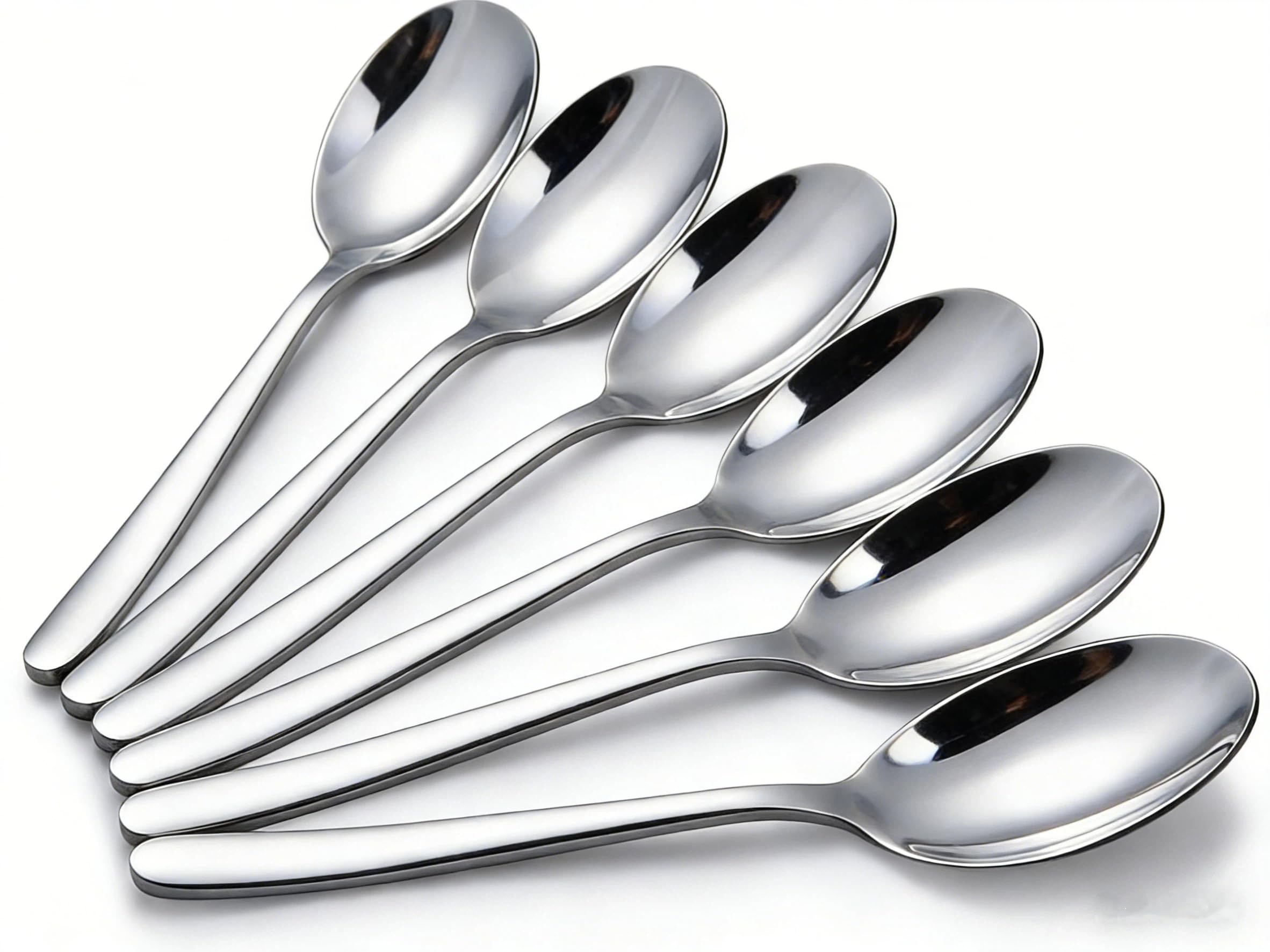 Oymlclivisa Dinner Spoons Set of 12, Stainless Steel Table Spoons, Silver Soup Spoons, 21.4 cm