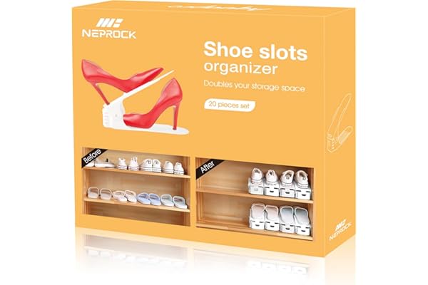 Neprock Shoe Slots Organizer, Adjustable Shoe Stacker Storage Space Saver, Double Deck Shoe Rack Holder for Closet Organizati