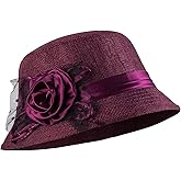 CROWN GUIDE 1920s Gatsby Church Cloche Derby Hats for Women Ladies Bow Bucket Wedding Bowler Hats Tea Party