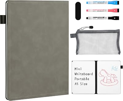 AGM A5 Mini Whiteboard Portable Dry Erase Board with 3 Markers and Pouch