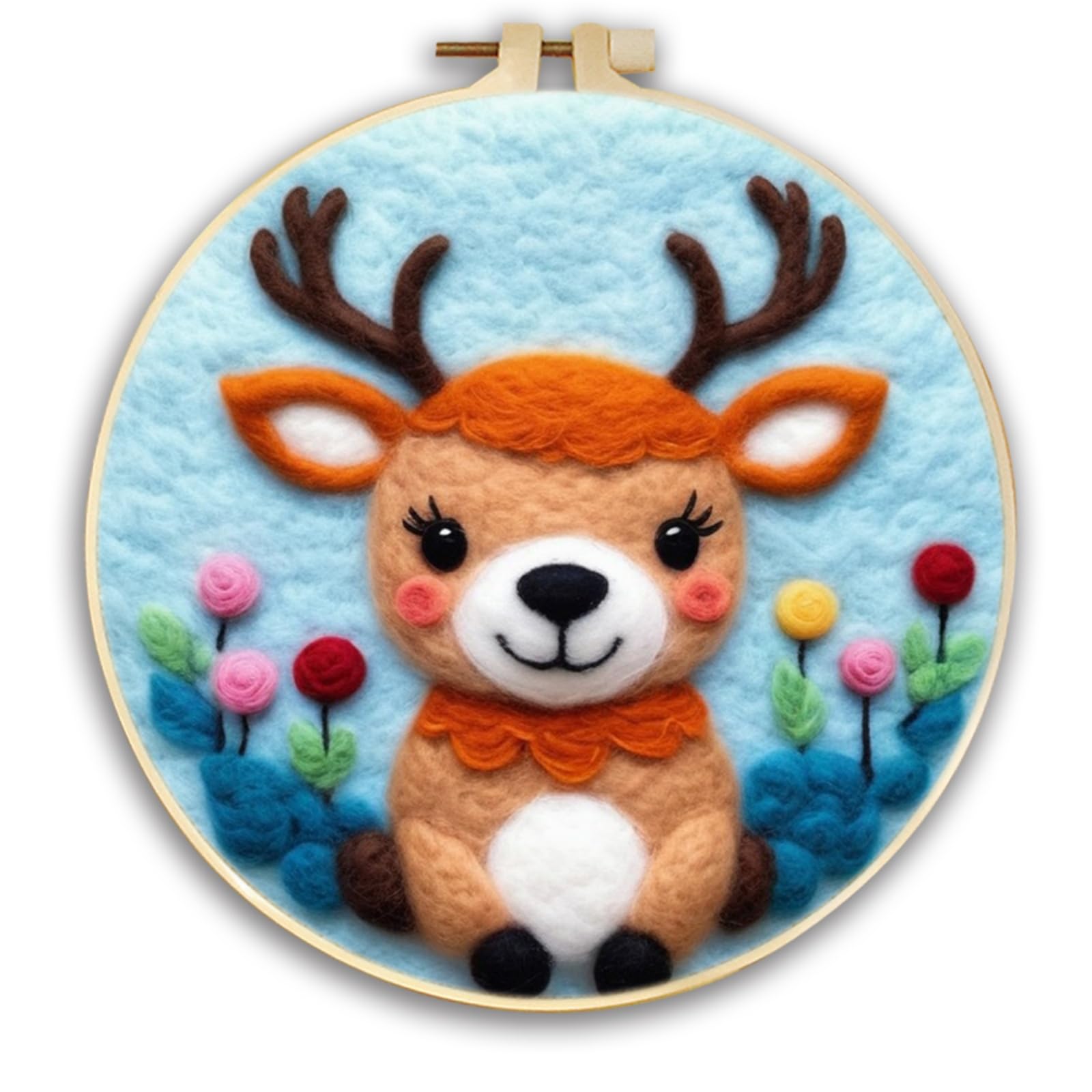 CaptainCrafts Needle Felting Kit, Wool Felt Supplies, Embroidery Hoops, Wool Painting Tools Needle Felting Starter Kit for DIY Decoration (Garden Fawn)