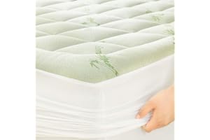 Queen Size Mattress Topper, Viscose Made from Bamboo, Ultra Soft Pillow Top Mattress Pad for Back Pain Relief, Naturally Cool