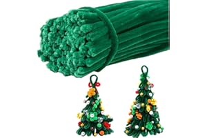 RSACCSKY 100 Pieces Pipe Cleaners Chenille Stem, Green Pipe Cleaners Set for Pipe Cleaners Christmas Tree DIY Arts Crafts Decorations, Chenille Stems Pipe Cleaners (Dark Green)