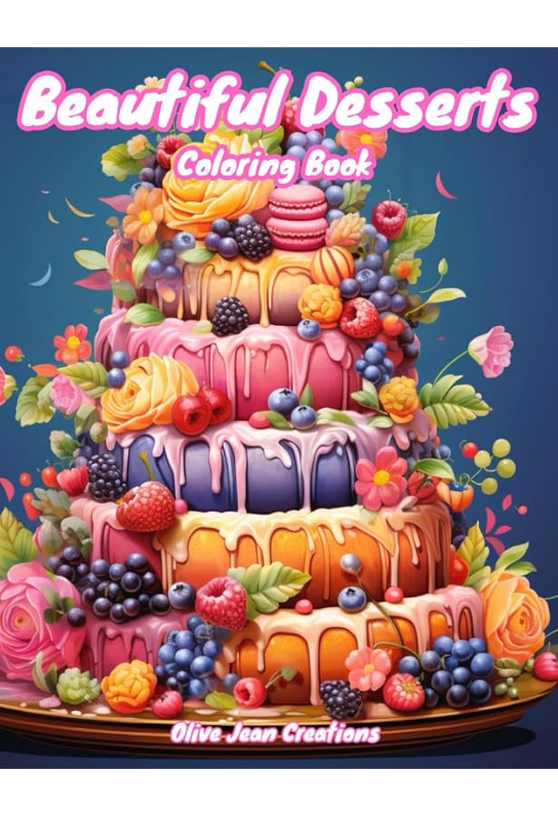 TPLHOUSE Sweet Desserts Coloring Book For Adults - 30 Pages Spiral Bound, Single-Sided, Stress Relief Art Therapy