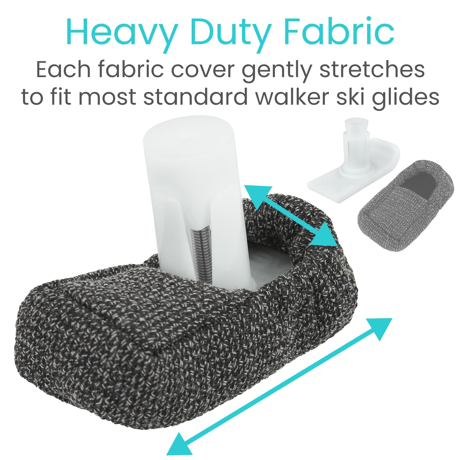 Vive Walker Ski Glide Covers 4 PCS - Accessories for Folding Walkers - Heavy Duty Removable Padded Replacement Caps for Seniors - Precut Padding, Rollator Tennis Ball, Feet Sliders for Indoor, Outdoor