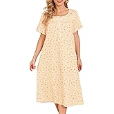 Bloggerlove Nightgowns for Women Soft 100% Cotton House Dress Short/Long Sleeve Night Gowns Comfy Sleepwear S-3XL