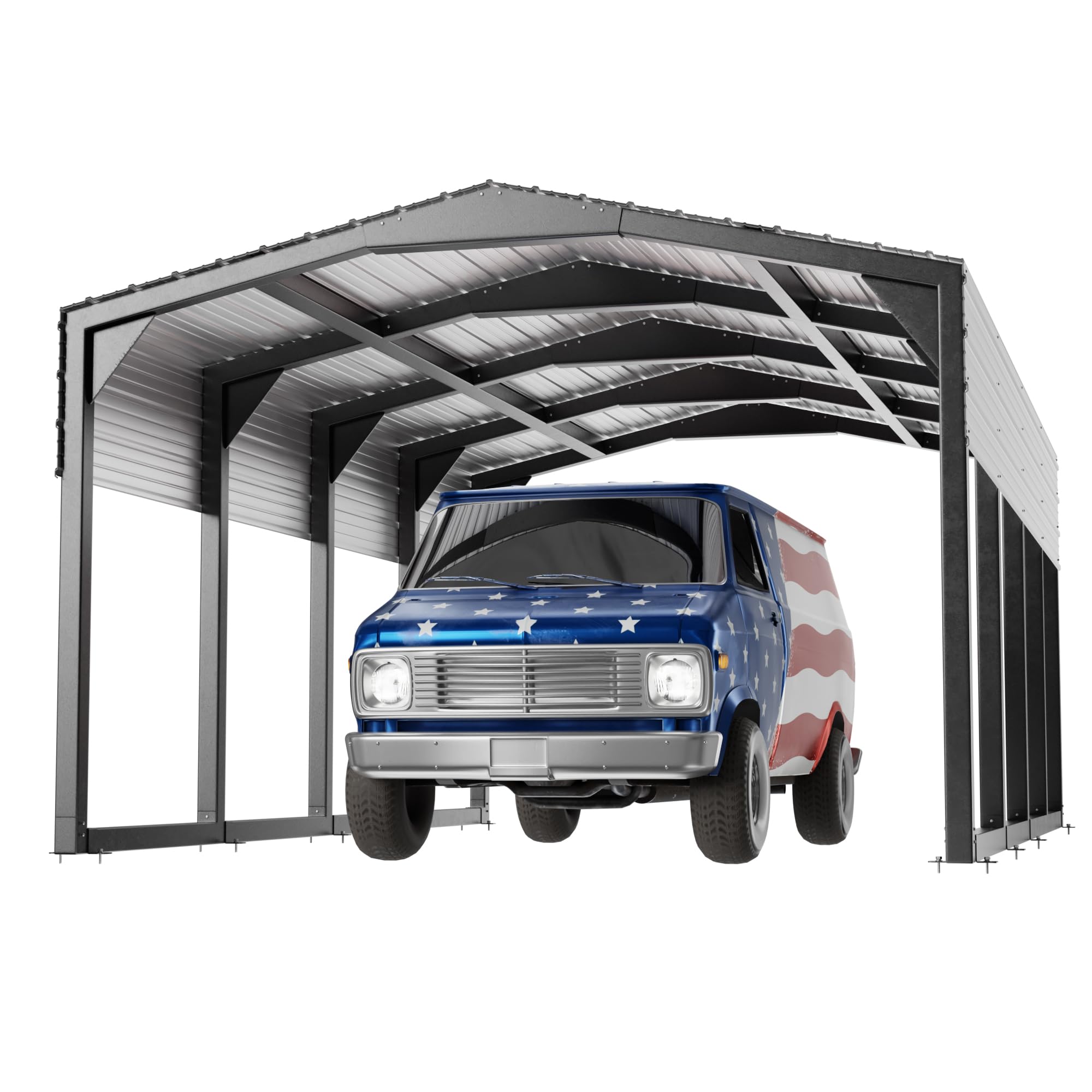 Photo 1 of **BOX 1 OF 2 ONLY/INCOMPLETE SET**Metal Carport 10x15ft Heavy-Duty | Military-Grade Reinforced Garage Kits with Steel Roof & Hurricane/ Snow/RV/Camper/Truck/Tractor ShelteR