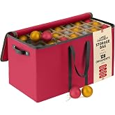 Large 128 Christmas Ornament Storage Box, Adjustable Compartment Dividers, Dual Zipper, Stackable Holiday Decorations Organiz