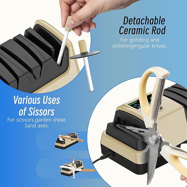 PROFESSIONAL 5-IN-1 ELECTRIC KNIFE SHARPENER W/LCD, SCISSOR SHARPENER WITH 3-SPEED & 100% DIAMOND ABRASIVES -PRECISION ANGLE GUIDES SHARPENS STRAIGHT, SERRATED, CLEAVER KNIVES