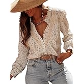 VAFADRESS Button Down Shirts For Women Printed Blouses Long Sleeve Shirts Dress Business Work Casual Tops O-Neck Outfits