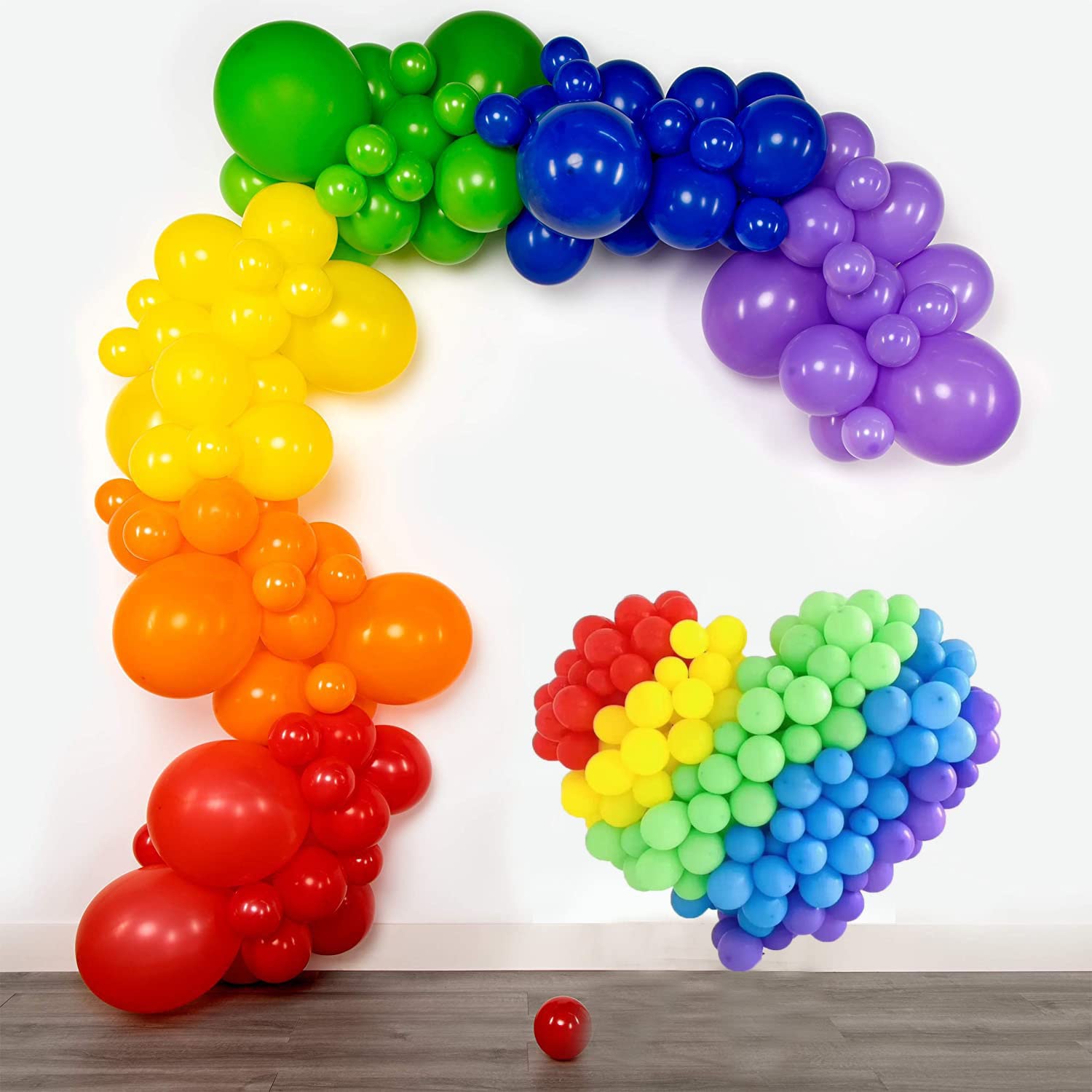 Jwssor 114pcs Colorful Balloon Arch Kit,10 inch Rainbow Balloons,Colorful Balloon Garland Kit for Birthday Wedding Anniversary