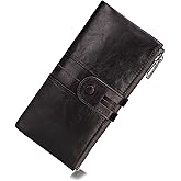 myfriday Women's RFID Blocking Genuine Leather Wallet, Bifold Long Clutch Wallet Money Clips Ladies Card Holder Purse