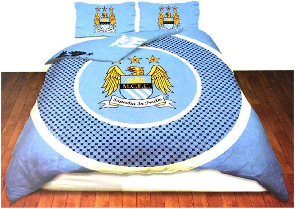 Manchester City Reversible Double Duvet Cover Set - Blue/White