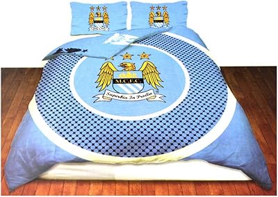 Manchester City Reversible Double Duvet Cover Set - Blue/White