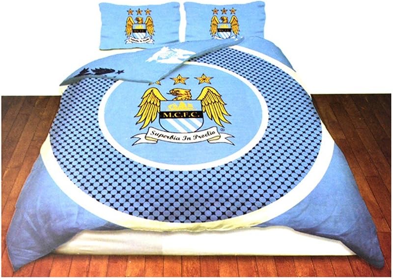 Manchester City Reversible Double Duvet Cover Set - Blue/White