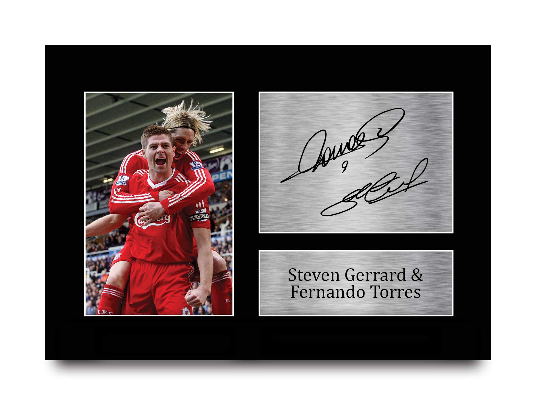 HWC Trading A4 Steven Gerrard & Fernando Torres Liverpool Gifts Printed Signed Autograph Picture for Fans and Supporters - A4