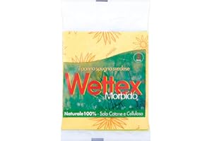 VILEDA Wettex 102147 Sponge Cloth Soft Absorbent 100% Natural, Yellow, 19x24x0.5 cm