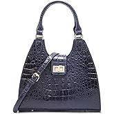 Makcr Joacbv Ladies Tote Leather Bags for Women Crocodile Embossed Zipper Satchel Purse Classy Compartments Crossbody bag