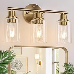 3-Light Bathroom Light Fixtures, Brushed Brass