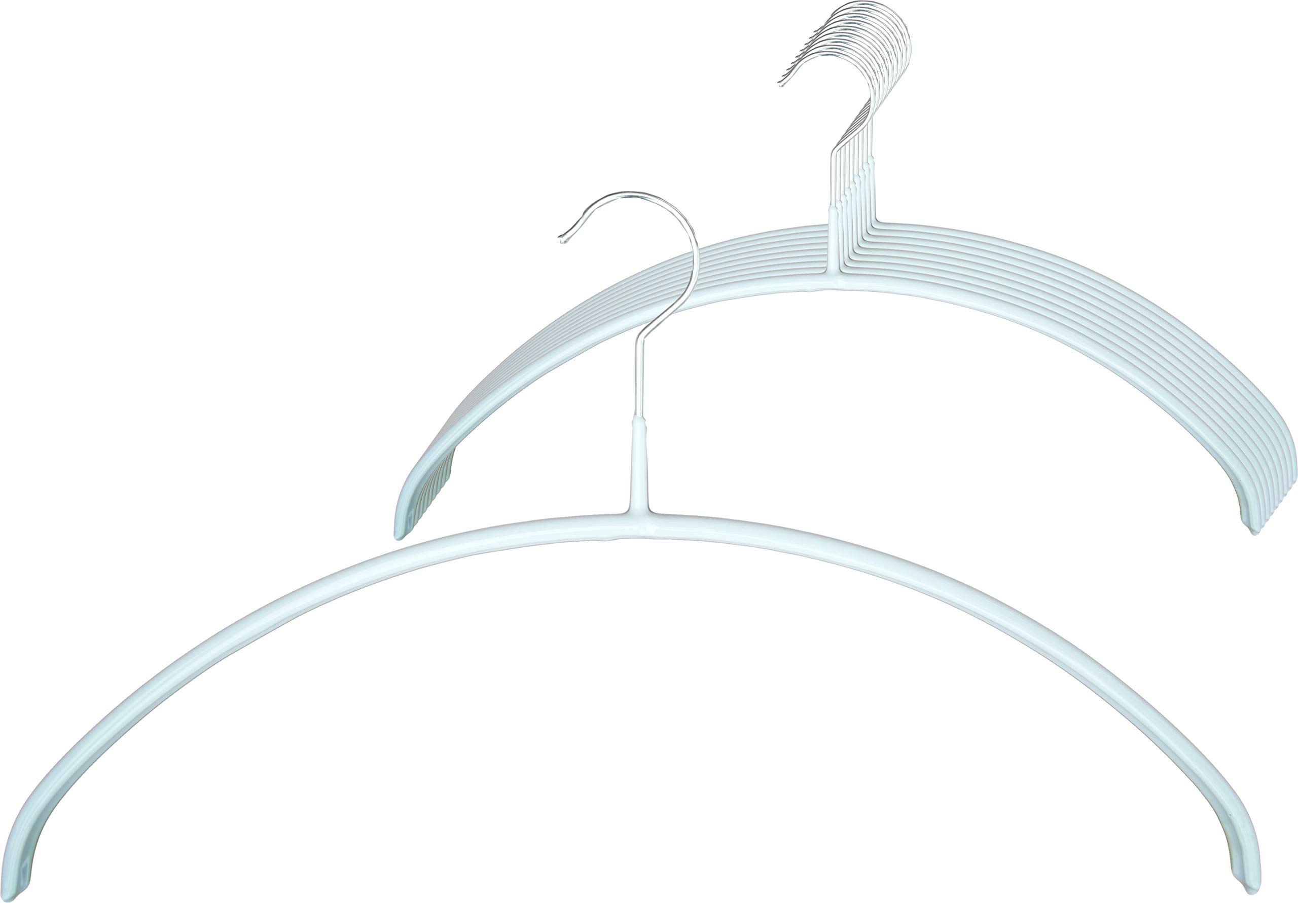 MAWA Hanger for Clothes, Economic P, Set of 10, Space Saving and Non-Slip, Round-Shaped, Top Hanger for T-Shirts and Jumpers, 360° Rotatable, with Anti-Slip Coating, 36 cm, White