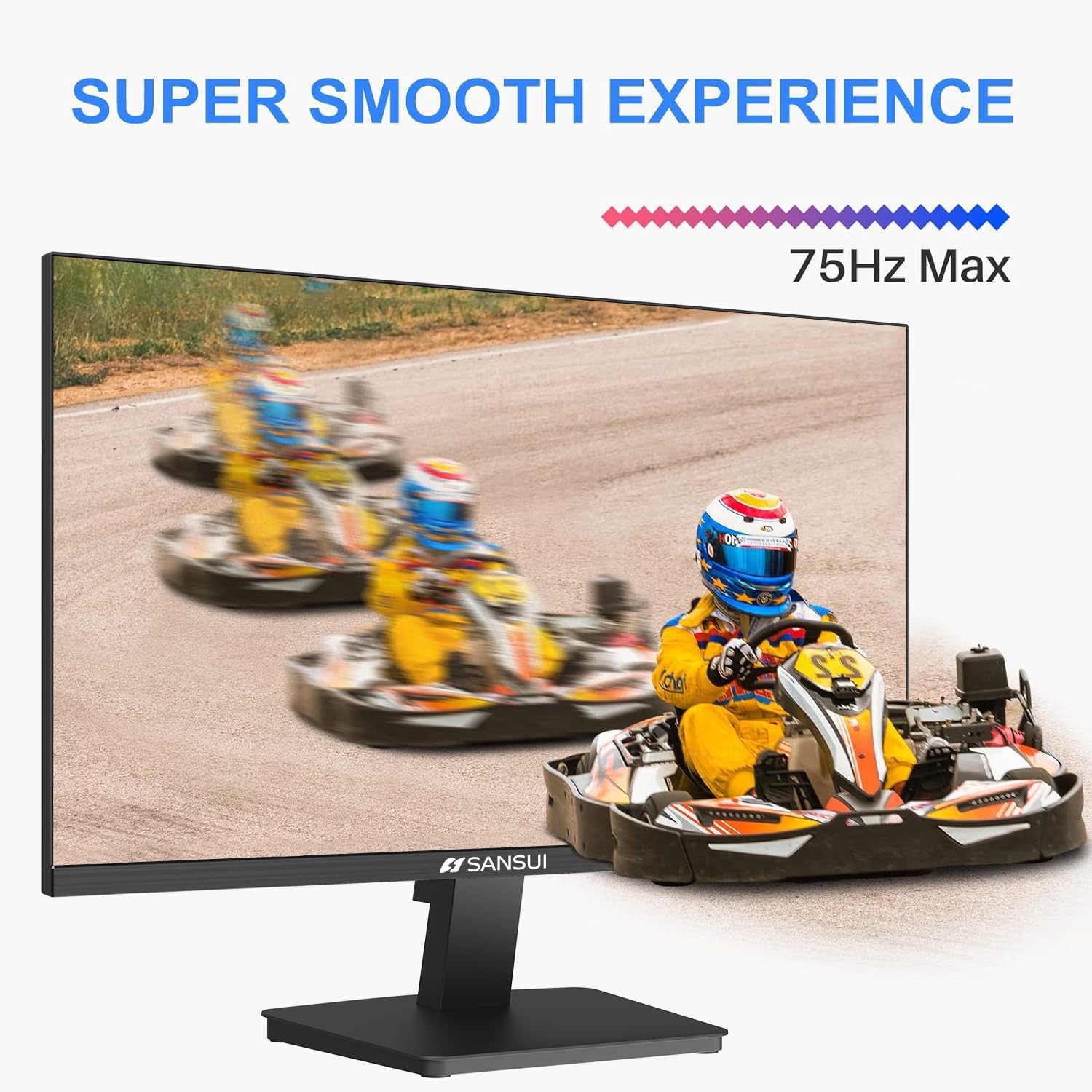 SANSUI Monitor 22 inch 1080p FHD 75Hz Computer Monitor with HDMI VGA, Ultra-Slim Bezel Ergonomic Tilt Eye Care LED Display for Home Office (ES-22F1 HDMI Cable Included)