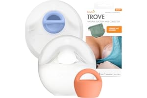 Boon Trove Silicone Manual Breast Pump Set - Hands Free Breast Milk Collector - Includes Polyester Travel Pouch - Breastfeeding Essentials - 2 Count