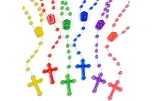 SHAOQINLIN 36 Pcs Plastic Rosary, 17 Inch Bulk Rosaries Prayer Plastic Rosary Beads Assorted Catholic Cross Rosaries Easter G