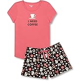 PajamaGram PJs For Women Set - Womens Pajama Shorts, Graphic Top, 100% Cotton