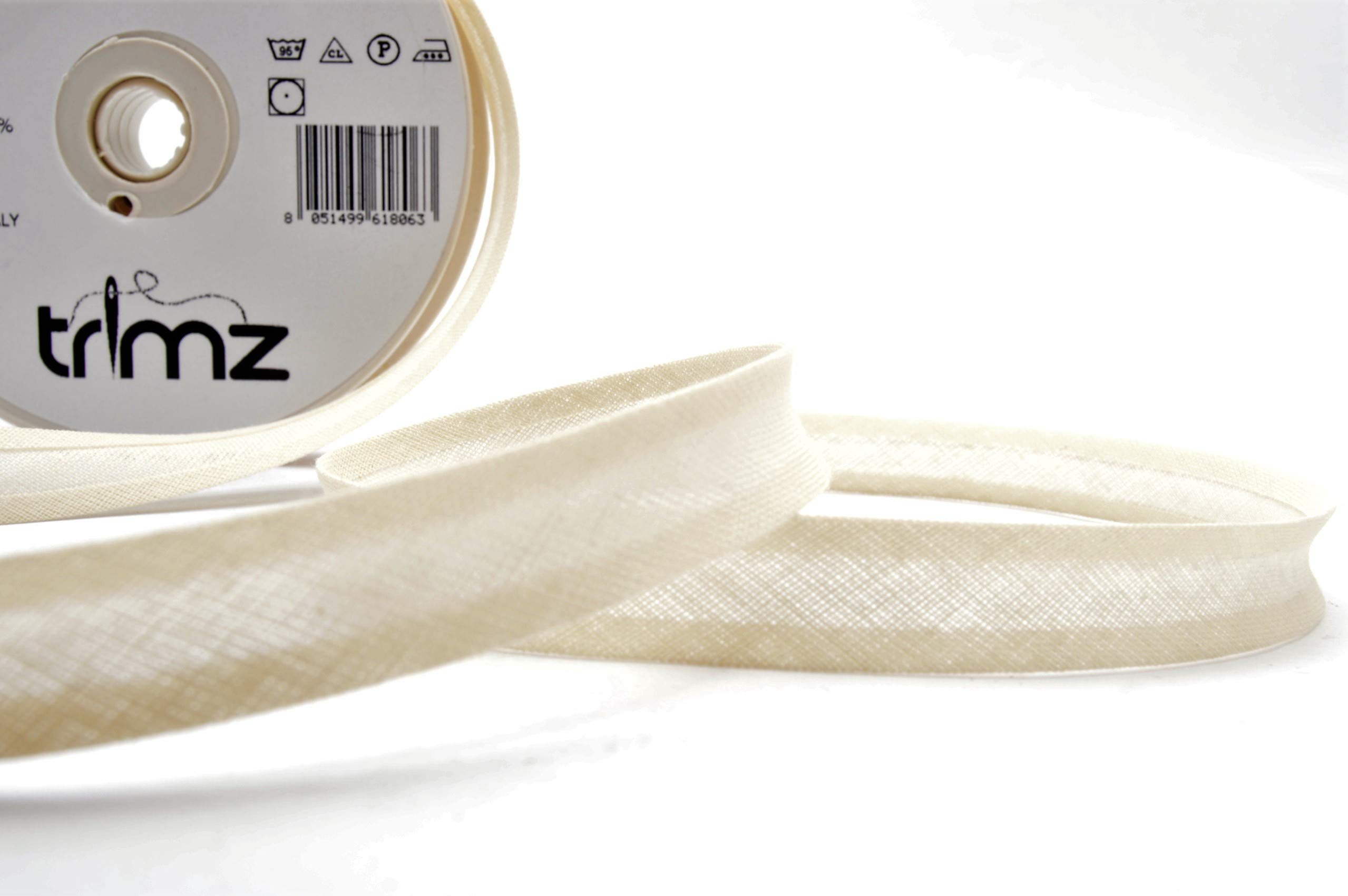 Inastri 14/ 4/ 4 mm Cotton Bias Binding, White (Ivory) 2