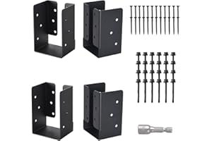 AXWHYS 4 Pcs Concealed Joist Hangers, 4"x6" Outdoor Trim Concealed Flanges, Q235B Steel Powder Coated Concealed Mount Joist Hangers for 4"x6" Beam Swing