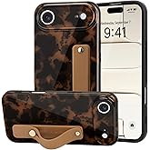 LAPOPNUT for iPhone Air Case with Wrist Strap, Cheetah Leopard Tortoise Shell Print Shockproof Soft TPU Protective Cover for Women Girls, Slim Anti Scratch Case for iPhone Air,Brown