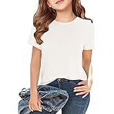 Girls Short Sleeve T Shirts Kids Summer Tops Crewneck Tees 5-14 Years