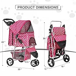 MoNiBloom 3 Wheels Pet Dog Cat Stroller for Small