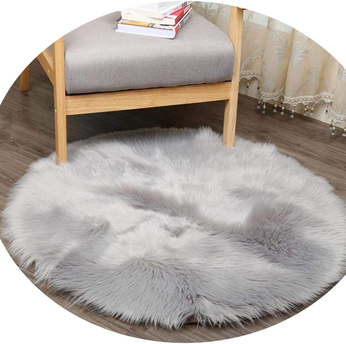 Carpets Soft Artificial Sheepskin Faux Fleece Chair Cover Seat Pad Soft Fluffy Shaggy Area Rugs For Living Room Sheepskin Style Rug (gray, 60 X 60 CM)