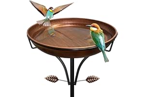 iCHKED Metal Bird Bath for Outdoor, Vintage Free Standing Birdbathswith Metal Stake Stand,Detachable Bird Baths Feeder Bowl f