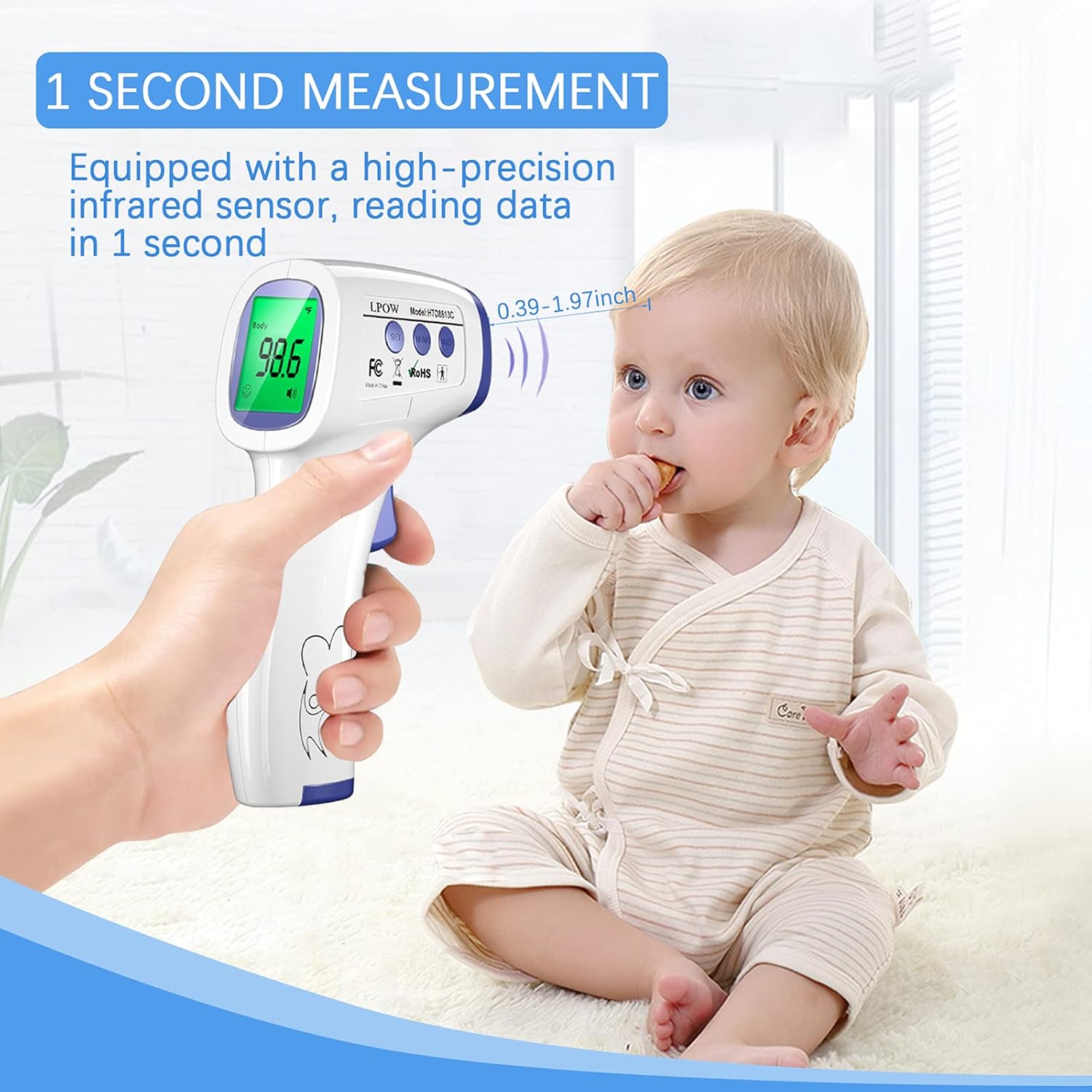 LPOW Forehead Thermometer for Adults, The Non Contact Infrared Baby Thermometer for Fever, Body Thermometer and Surface Thermometer 2 in 1 Dual Mode Medical Thermometer: Industrial & Scientific