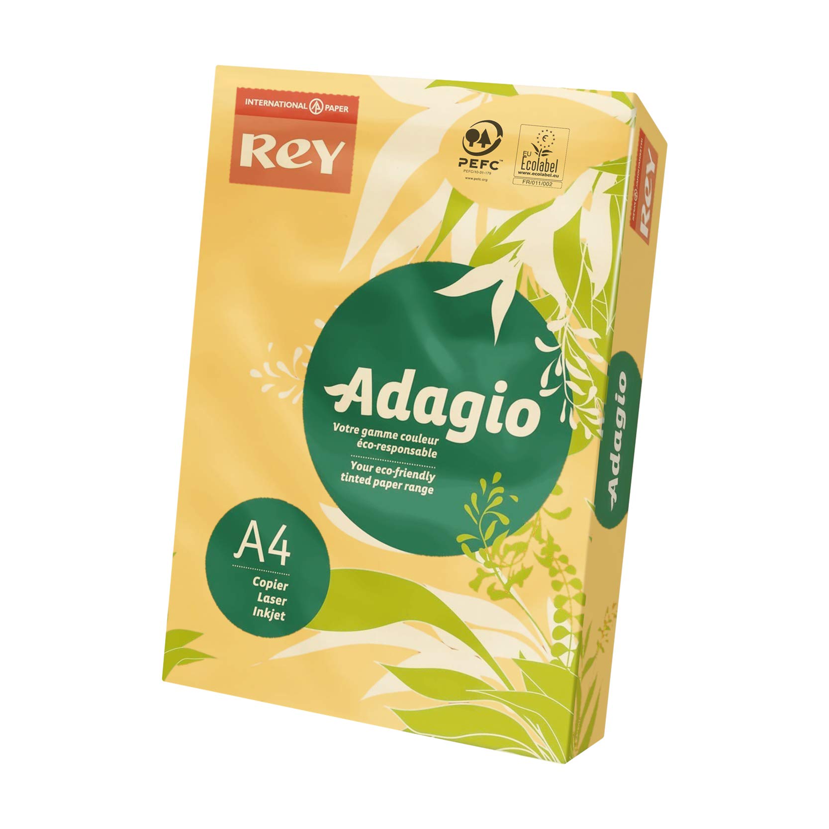 336153 Rey Adagio Ream of 500 Sheets A4 Paper for laser and Inkjet Printers and Photocopiers 80 g intense Gold Pastel(Pack of 1)