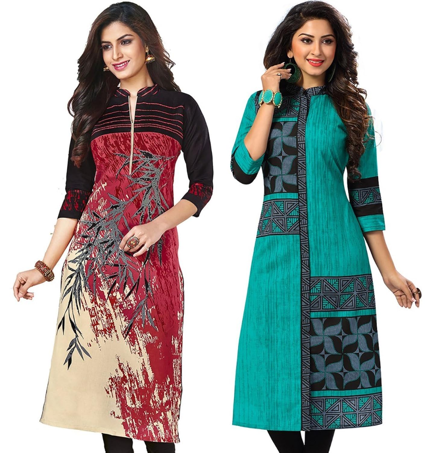 jevi prints women's unstitched kurti material (pack of 2)