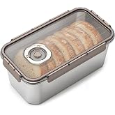 Airtight Stainless Steel Bread Box, Large Bread Storage Container, 1 Pack | Time Recording, Kitchen Countertop, 6Qt Large Capacity, Homemade Bread Box with Lid, Loaf &amp; Bagel Freshness Keeper