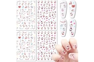 TEZOCR Cute Nail Art Stickers Decals Cartoon Nail Decals 3D Self Adhesive Nail Art Supplies Cute Cat Nail Stickers for Women Girls Cute Cartoon Nail Decoration Charms 4 Sheets Designer Nail Stickers
