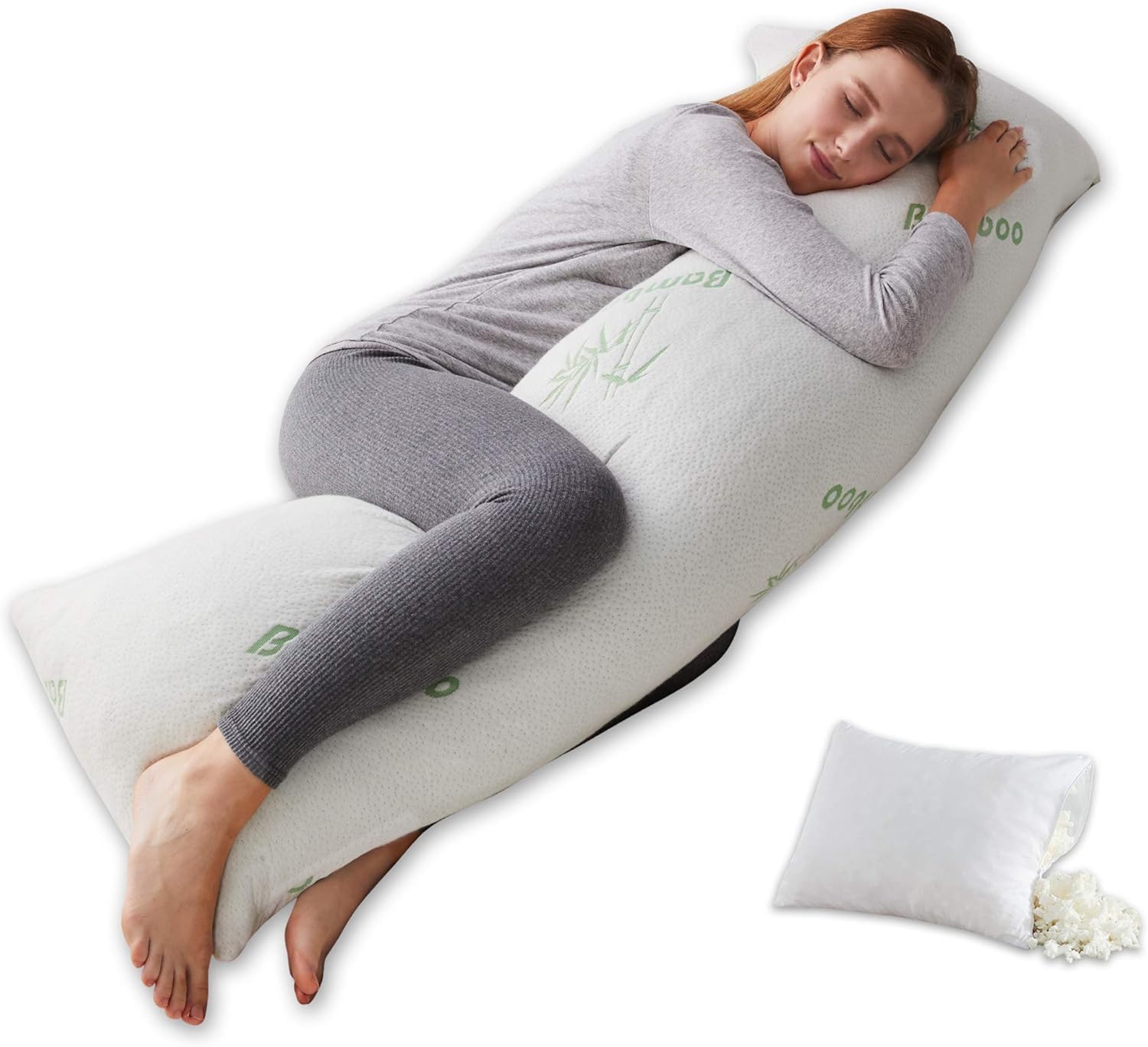 Ubauba Luxury Shredded Memory Foam Body Pillow, Adjustable Firm Long Pillows for Adults with Breathable Bamboo Cover, Cooling Large Hug Pillow for Sleeping | 20x54 inch: Home & Kitchen
