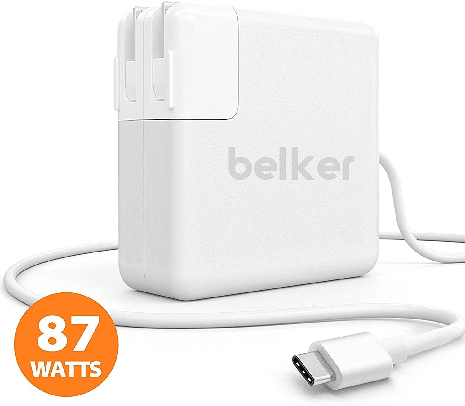 Belker 87W/61W Macbook Charger Compatible with Apple Macbook Pro 15" / Replacement of Apple 87W Power Adapter with Charge Cable for Free/Maximum wattage 87W/ White