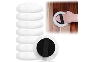 SECOAT 8 Pcs Lambswool Stain Pad 4'' Reusable Wood Stain Applicator Pads Lambswool Wax Applicator Staining Pads for Wood Furniture,Floors,Latex Oil Based Finishes Paints Buffing polishing