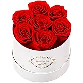 Beaulasting Long Lasting Preserved Roses in a Box Last a Year Forever Flowers for Her Mom Wife Anniversary Birthday (Round White Box)
